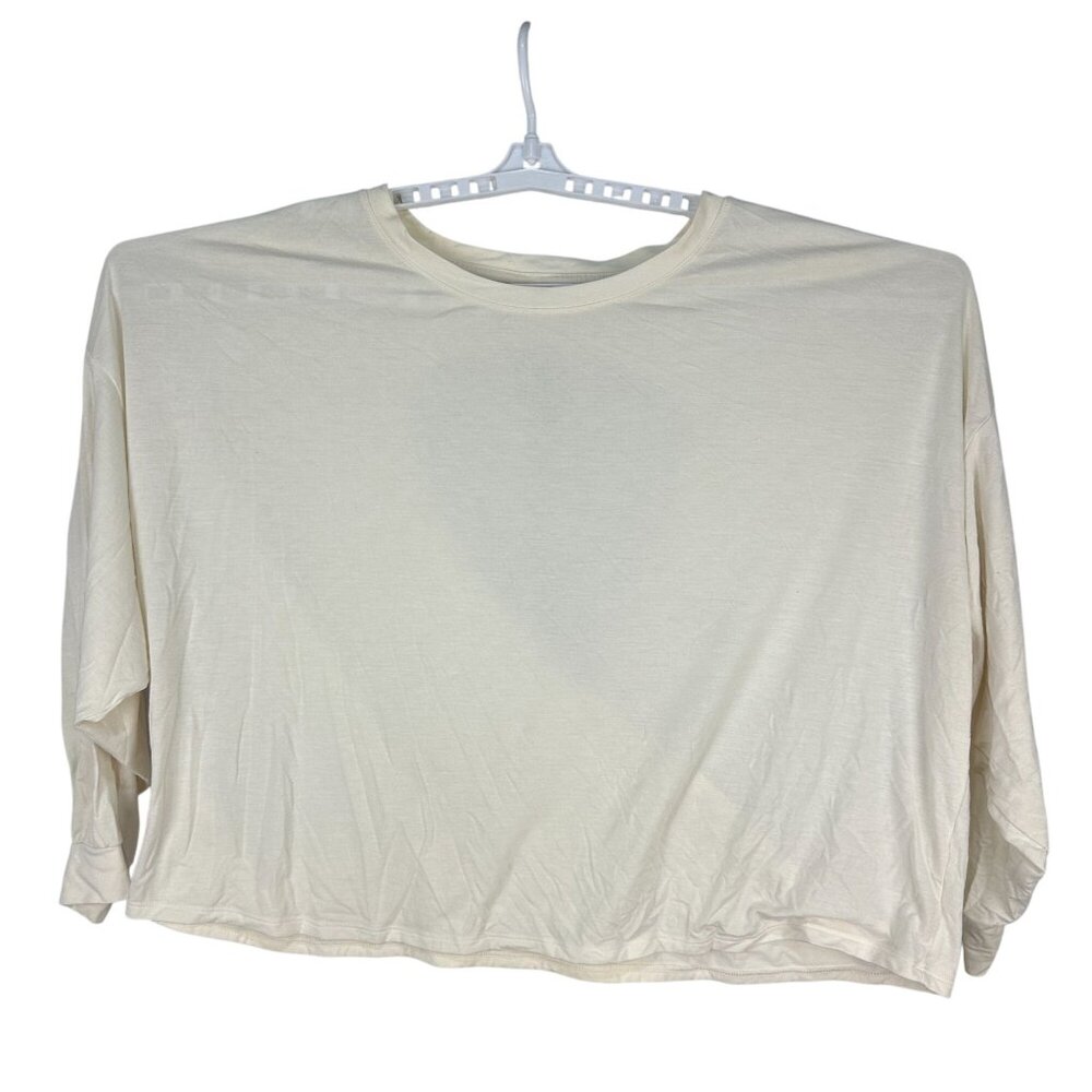 Old Navy Active Womens 2X Cream Long-Sleeve Open Back Design Go-Dry Top
